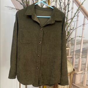 SHEIN Khaki Button-Down Shirt for Women